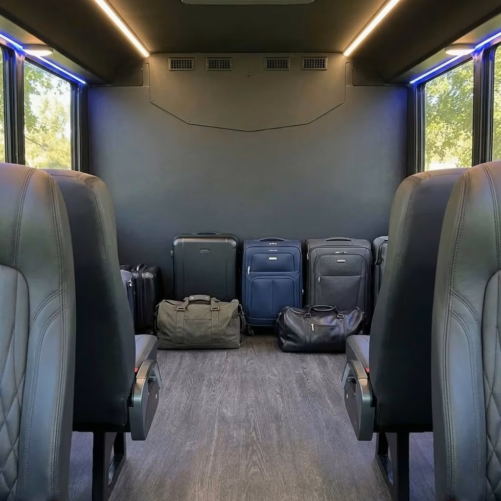 hobart 20 passenger minibus luggage area