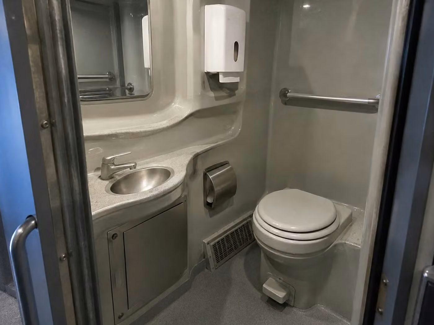 hobart 56 passenger charter bus onboard restroom
