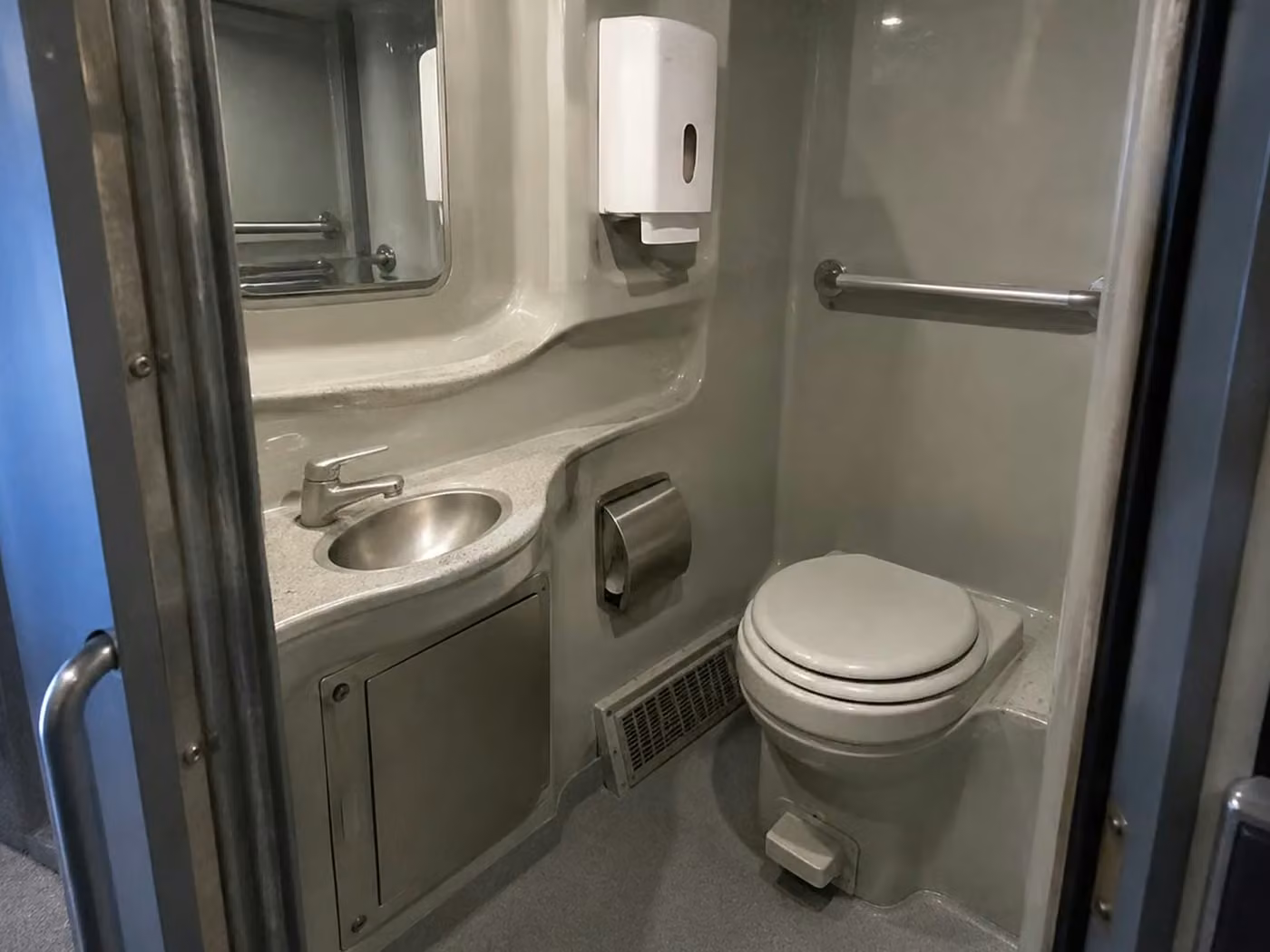 hobart charter bus onboard restroom